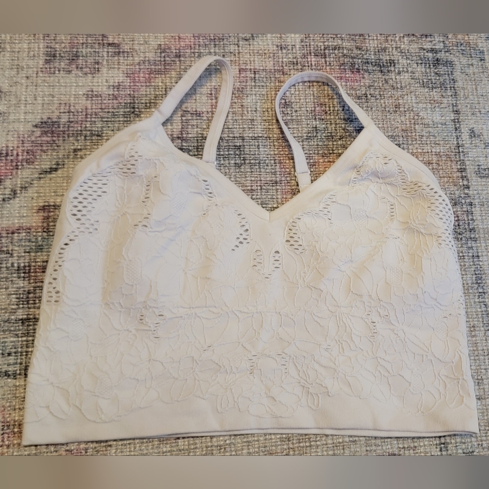White Lace Textured Bralette Size L